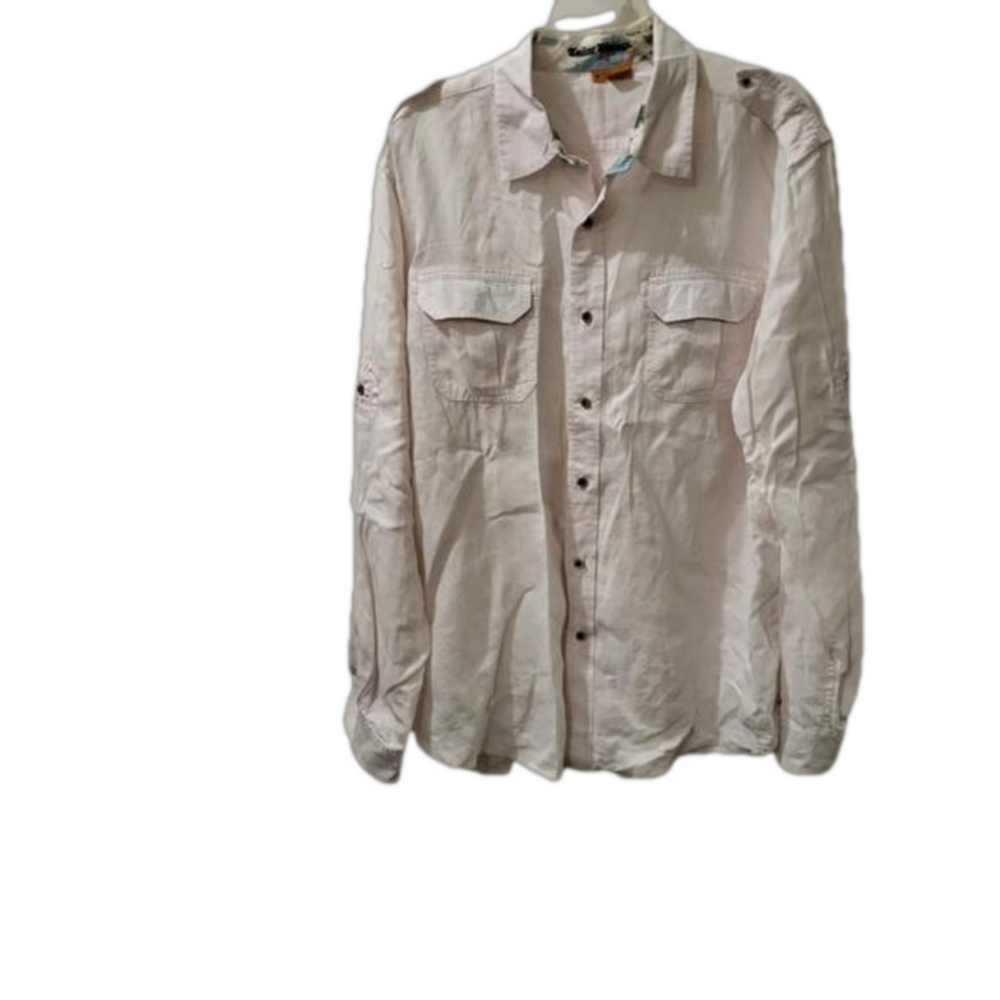 Linen"Taylor Vintage" Light Peach Men's Shirt, Size XL